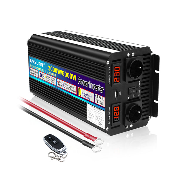 LVYUAN Wechselrichter 12V auf 230V 3000W Spannungswandler Reiner Sinus  Power Inverter Konverter mit LED+LCD für Auto, Wohnwagen, Boot, Camping