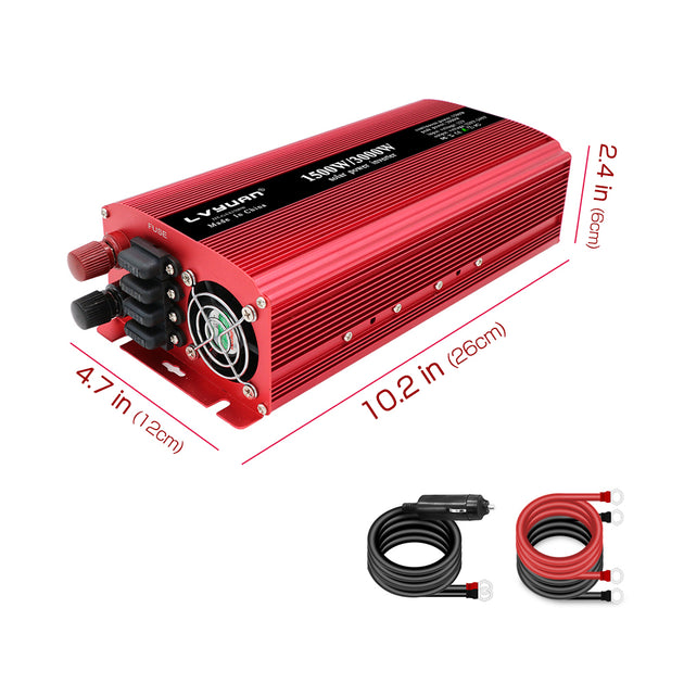 LVYUAN Power Inverter 1000W Inverter 12V to 110V DC to AC DC 12V Inverter  with LCD Display, 4 AC Sockets, Dual USB Charge Ports for Car, Outdoor