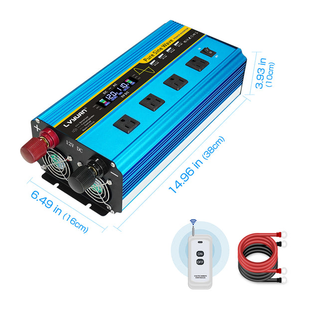 2500W Power Inverter DC 12V to AC 220V with Remote Control LCD For  Truck,Car – LVYUAN
