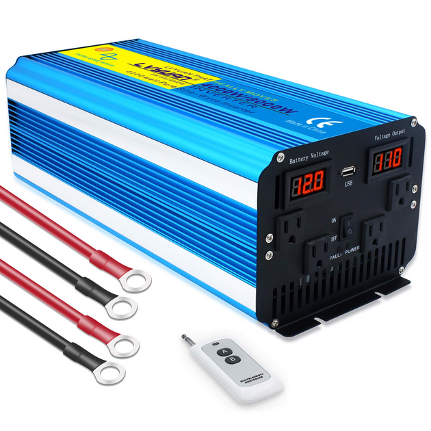 LVYUAN Wechselrichter 12V auf 230V 3000W Spannungswandler Reiner Sinus  Power Inverter Konverter mit LED+LCD für Auto, Wohnwagen, Boot, Camping