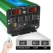 LVYUAN Pure Sine Wave 4000W Power Inverter 12V to 110V (Peak) 8000W Converter with 4 sockets,LED Display,Remote Control and USB Port for Car,RV, Truck,Road Trip Essentials,Emergency