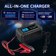 LVYUAN 10A Smart Car Battery Charger, 12V and 24V Automotive Charger, Battery Maintainer, Trickle Charger, Float Charger and Desulfator for AGM, Motorcycle, Lawn Mower and Lead-Acid Batteries