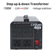 LVYUAN 1500W 220V ⇄110V VOLTAGE TRANSFORMER STEP UP & STEP DOWN VOLTAGE CONVERTER
