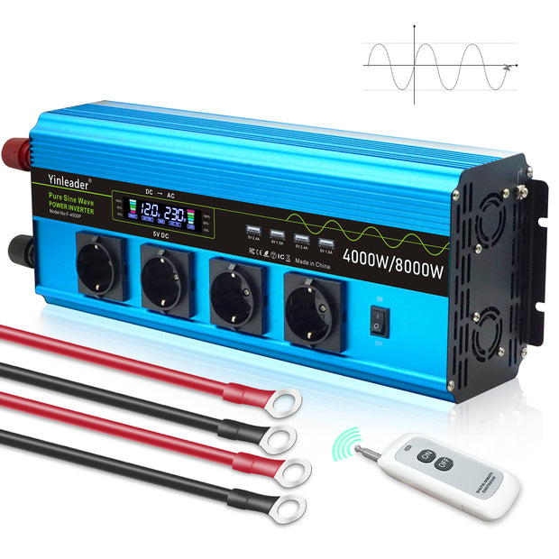 LVYUAN 4000W Pure Sine Wave Inverter 12V to 230V DC to AC