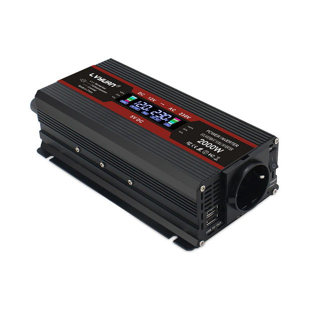 LVYUAN 1000W / 2000W Power Inverter DC 12V to AC 230V with LCD Display