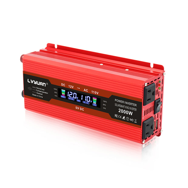 LVYUAN 1000W Power Inverter DC 12V to 110V AC with LCD Display DC to AC Converter