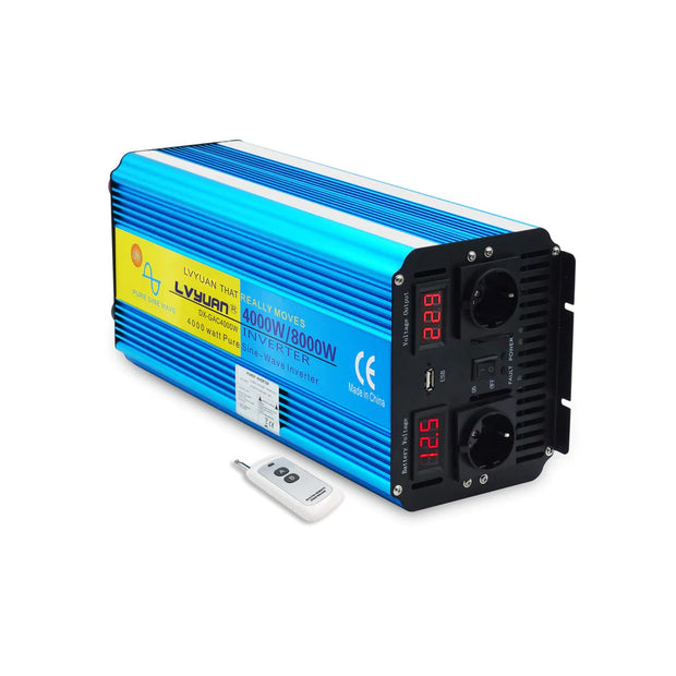 LVYUAN 4000W Pure Sine Wave Inverter 12V to 220V DC to AC with LED Display Remote Controller for Truck RV Home Solar System For RVs & Campers For Truck,Car