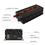 LVYUAN 1000W Power Inverter DC 12V to AC 110V with LCD Display DC to AC Converter