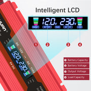 LVYUAN 1000W Power Inverter DC 12V to AC 230V with LCD Display