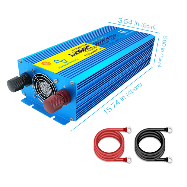 LVYUAN 2000W Pure Sine Wave Inverter DC 12V to AC 110V with LCD Display with 3 AC Sockets