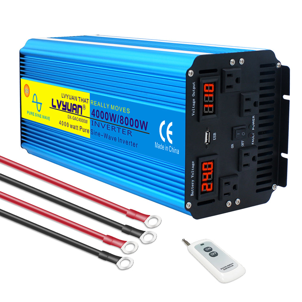 4000W Pure Sine Wave Inverter 24V to 110V DC to AC with LED