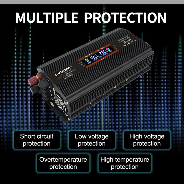 LVYUAN 1500W Power Inverter DC 12V to AC 230V with LCD Display