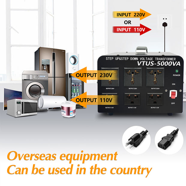 LVYUAN 5000W Voltage Converter Step Up/Down AC 110V/120V⇄220V/240V Transformer