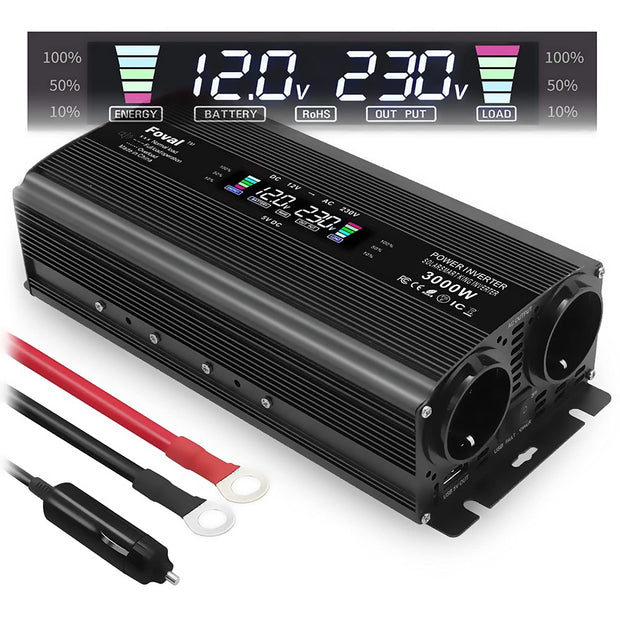 LVYUAN 1500 Power Inverter DC 12V to AC 220V with LCD Display