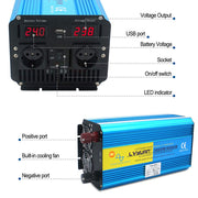 LVYUAN Voltage Converter 3000W/6000W 24V 220V Pure Sine Wave Inverter Remote Control LED