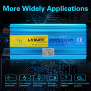 LVYUAN 4000W Pure Sine Wave Inverter 12V to 220V DC to AC with LED Display Remote Controller for Truck RV Home Solar System For RVs & Campers For Truck,Car