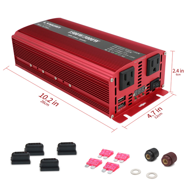 LVYUAN 1500W DC 12V to 110V AC Power Inverter DC to AC Converter With LED Display