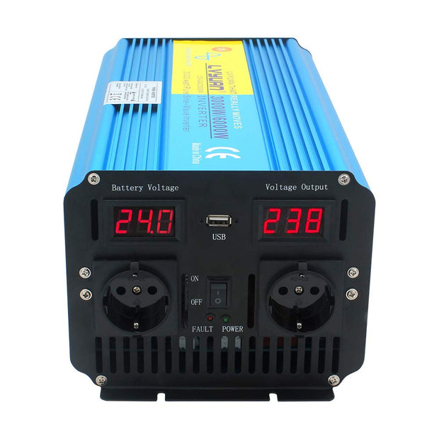 LVYUAN Voltage Converter 3000W/6000W 24V 220V Pure Sine Wave Inverter Remote Control LED