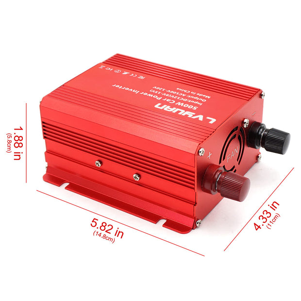 LVYUAN 200W Power Inverter DC 12V to 110V AC Car Inverter Converter with 3.1a Dual USB Car Adapter Red