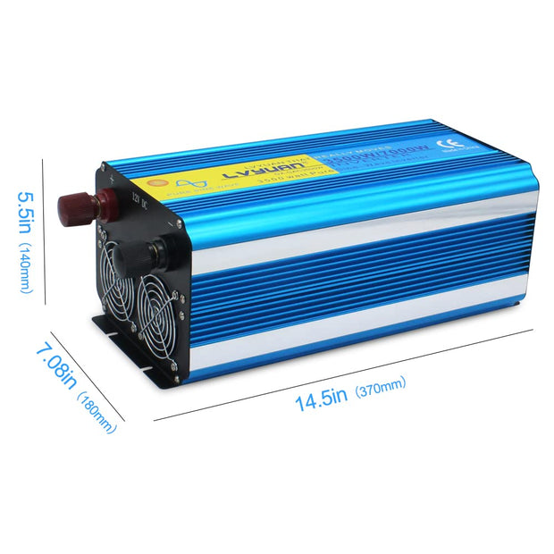 LVYUAN Pure Sine Wave Inverter 3500W Power Inverter 12V to 220V DC to AC with LED Display Remote Controller for Truck RV Home Solar System